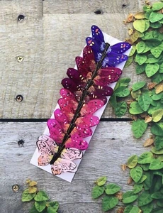 12 Feder Monarch Schmetterlinge Erdton Regenbogen sortiert 3 Zoll - Blumen Picks - Bild 1 von 8