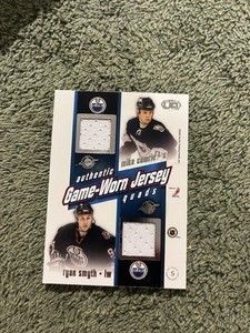 2002 Ryan Smyth Pacific Heads Up Game Worn jersey quads hockey card - #5