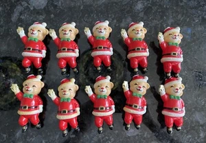 Lote de 10 cubiertas de luz de cadena de plástico duro molde soplado de osos de Navidad de Papá Noel vintage - Imagen 1 de 13
