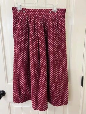 Винтажная юбка миди 80-х 90-х годов Lands' End бордовый вельвет размер 12 - Изображение 1 из 3