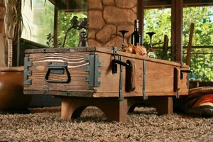 Holzkiste Couchtisch, Truhe Beistelltisch aus Kiefernholz im Vintage-Stil - Bild 1 von 6