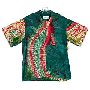 Numbers Tie Dye Hawaiian Camp Shirt Mens M 100% Cotton Multicolor Short Sleeve - Picture 1 of 8