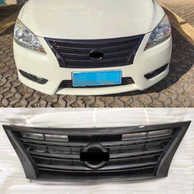 Carbon Look Front Grille Upper Grill Replacement ABS For Nissan Sentra 2013-2015 - Image 1 of 2