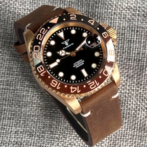 Reloj automático para hombre CUSN8 caja de bronce liso 40 mm esfera negra NH35 PT5000 - Imagen 1 de 18