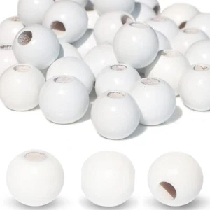 100pcs 16mm White Wood Beads Wooden Beads for Craft DIY Beads Macrame Beads D... - Picture 1 of 7
