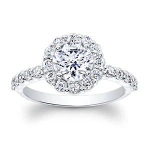 1.70 Ct Round Cut Lab Grown Diamond Bridal Ring 14K Solid White Gold Size 6.5 - Picture 1 of 5