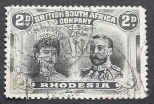 Dos peniques de doble cabeza Rhodesia con matasellos MAZUNGA (DC) - Imagen 1 de 1