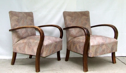 Art Deco Armchairs Pair of Club Cocktail Chairs. 1920s Vintage Antique Halabala Cover