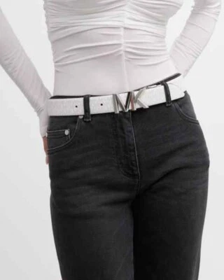 Cinturón Michael Kors Mujer Reversible Logo a Cuero Sólido - Pequeño - Óptico Blanco Foto 1 de 4