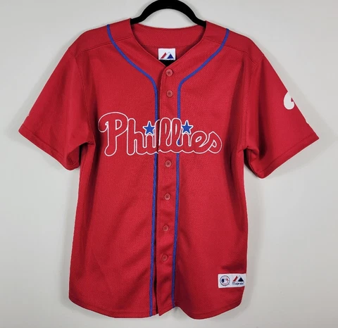 Chase Utley #26 Philadelphia Phillies Majestic MLB Red Jersey Youth Size L Cover