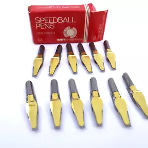 Vintage HUNT SPEEDBALL PENS C-1 Straight/Classic Calligraphy Pen 12 nibs in box - Picture 1 of 5