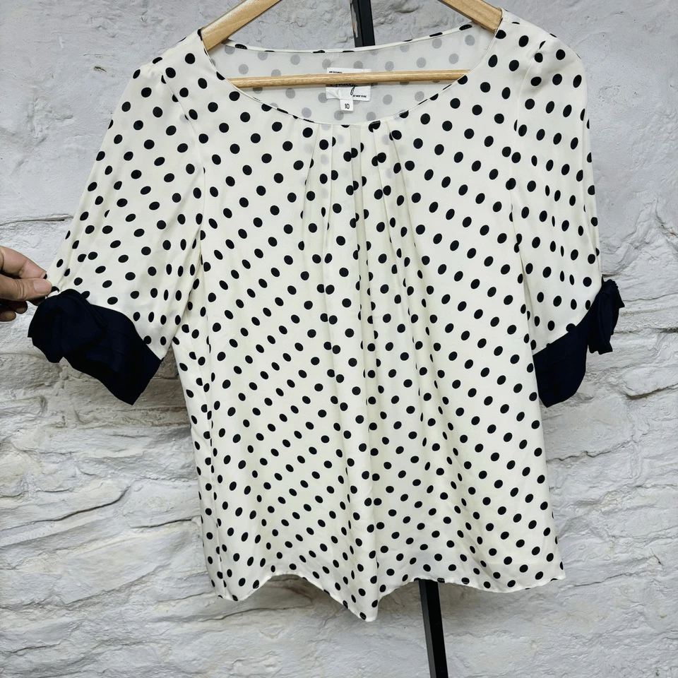 Blusa túnica Milly Of New York a lunares 100 % seda mangas con lazo forrada fluida Foto 1 de 4