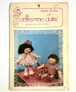 Daisymae Dolls Vintage Muster Dotty & Dan 14" Puppen- und Puppenkleidung - Bild 1 von 4