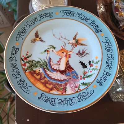 ANTHROPOLOGIE 12 DAYS OF CHRISTMAS PLATE by PHANNAPAST TAYCHAMAYTHAKOOL #4 BIRDS - Image 1 of 4