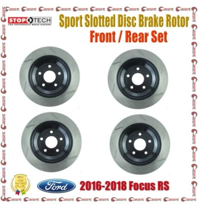 Stoptech Front / Rear Sport Slotted Disc Brake Rotor Set For 16-18 Ford Focus RS - Image 1 of 3