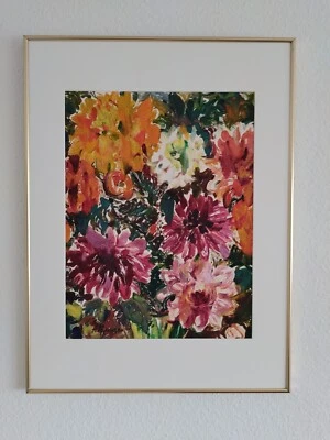 Gemälde "Dahlien", Öl auf Karton,Gerahmt 80,0x60,0 cm, Alla Sarkissian - Bild 1 von 4