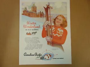 1946 PAESE DELLE MERAVIGLIE INVERNALE NELLA VECCHIA QUE'BEC pubblicità stampa artistica del Pacifico canadese - Foto 1 di 1