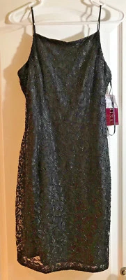 NEW Marina Besler Sleeveless Sequin Bead Cocktail Dress, Black  NWT Size 8 - Image 1 of 4