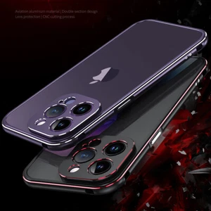 For iPhone 15 17 Pro Max 16 13 Heavy Duty Metal Bumper Frame+Lens Protector Case - Picture 1 of 36