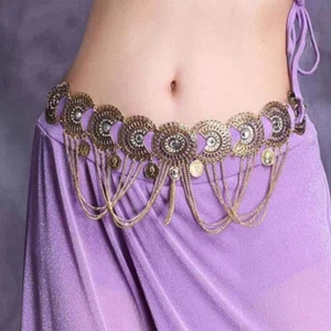 Cadenas de cintura para vientre borla hueca India danza cinturones marroquíes cadena corporal joyería - Imagen 1 de 23