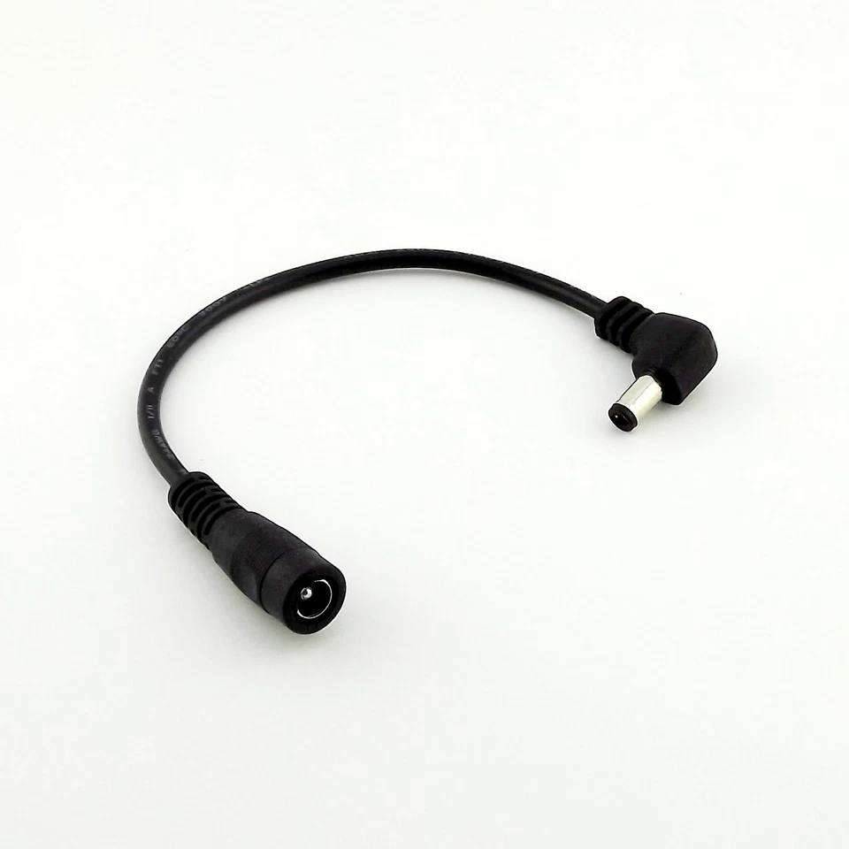 DC Power Plug 5.5mm x 2.5mm Male Right Angle To 5.5 x 2.1mm Female Adapter Cable - Image 1 of 4