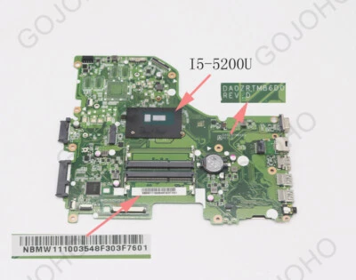 DA0ZRTMB6D0 For ACER Aspire E5-573TG Motherboard I3-5005U N16V-GM-B1 - Image 1 of 4