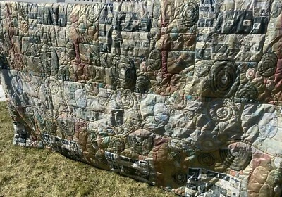 Custom Made Quilted Metallic Bedspread Queen Size 96" x 102" Unused New - Image 1 of 4