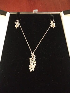 Silver Droplet Necklace & Earing Set - Picture 1 of 8