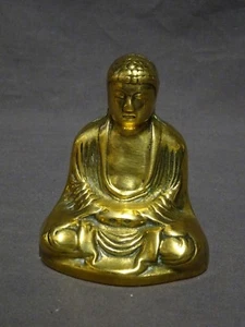 Vintage gegossene Messingfigur eines sitzenden Buddha - 363 g - 3,75" - Bild 1 von 6