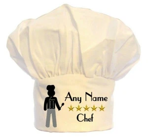 PERSONALISED 5 STAR FUN CHEFS HAT PRINT 100% POLYESTER BBQ BIRTHDAY CHRISTMAS - Picture 1 of 2