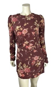 Zimmerman Silk Floral Print Ruched Dress Size 3 Unbridled Drape Mini Long Sleeve - Picture 1 of 6