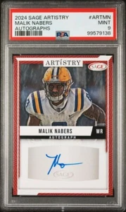 2024 Sage Artistry Malik Nabers Autographs PSA 9 Pop 1 - Picture 1 of 4