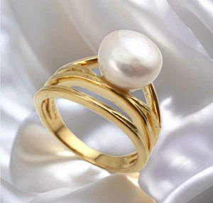 GJ69 * HARRY IVENS EDELSTEIN RING (19) MABE PERLE 925er SILBER/VG  - Bild 1 von 4