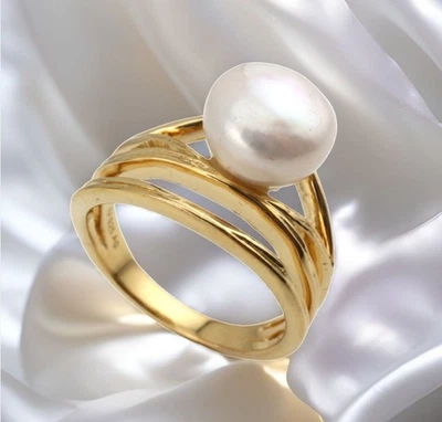 GJ69 * HARRY IVENS EDELSTEIN RING (19) MABE PERLE 925er SILBER/VG  - Bild 1 von 4