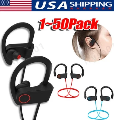 Waterproof Bluetooth 5.0 Stereo Sport Wireless Headphones in Ear Headset lot USA - Image 1 of 4