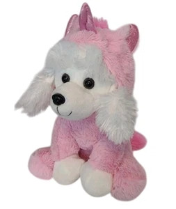 Weißer Pudel Hund rosa Einhorn Outfit Kostüm Kapuze weiches Stofftier 9 Zoll Kellytoy - Bild 1 von 11