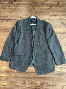 $ 1100 Selten Statement Confidence Wollblazer Herren 48R Grau Kariert Anzug - Bild 1 von 20