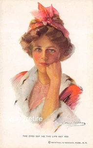 Postal OCP artista Philip Boileau "Los ojos dicen no los labios dicen sí" c1907 - Imagen 1 de 2
