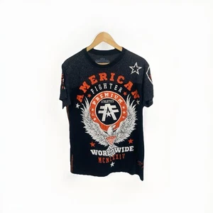American Fighter Shirt Mens Medium Black T Shirt Affliction Style Y2K - Picture 1 of 9