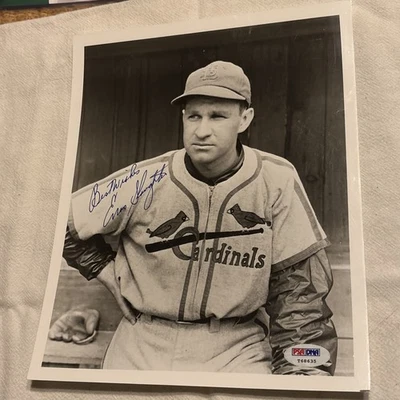 Enos Slaughter St Louis Cardinals Autographed 8x10 Signed Photo PSA COA - Image 1 of 4