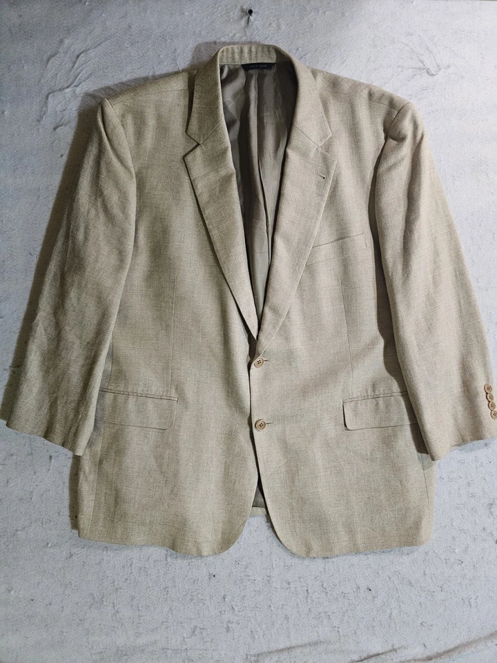 Casaco esportivo masculino Brooks Brothers 1818 Madison blazer bege seda linho lã tamanho 50R - Imagem 1 de 4