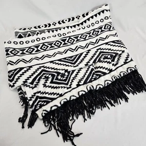Boho Throw Blanket black and white decorative tassel blanket for bed chair 50x60 - Picture 1 of 9