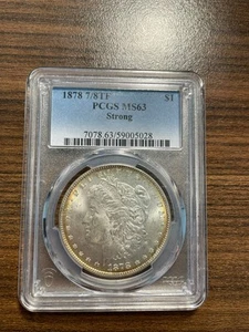 1878-P 7/8TF Tailfeathers Tail Feathers Morgan Silver Dollar PCGS MS 63 STRONG - Picture 1 of 4