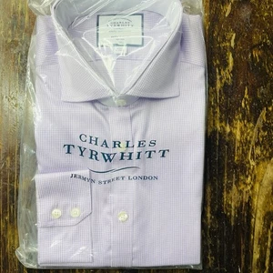Charles Tyrwhitt Herren Flieder Bügelfrei Puppytooth Extra Slim Fit Hemd 16/36 - Bild 1 von 7
