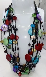 Premier Designs Necklace Amethyst Glass Stunning Statement Colors 7 Strand Bold - Picture 1 of 6