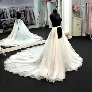 Treno Staccabile Matrimonio Organza Bianco 3 Strati Ruffles Treno Matrimonio Sposa - Foto 1 di 5