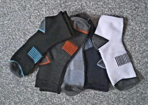 MENS 5 PAIRS ANKLE QUARTER ATHLETIC CASUAL SPORT SOCKS MULTI-COLOURED - Picture 1 of 17