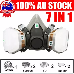 7 IN 1 Half Face Gas Mask Facepiece Spray Painting Respirator Gas Mask Cover New - Picture 1 of 12