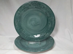 2 Vintage Fioriware Jardinware Art Pottery Green Dinner Plates Zanesville 11.5" - Picture 1 of 7