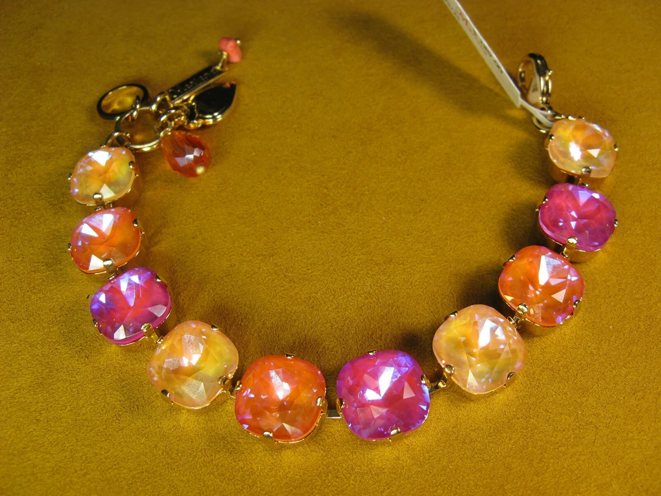 MARIANA браслет SWAROVSKI кристаллы теннис желтое золото PL розовый оранжевый желтый  - Изображение 1 из 3